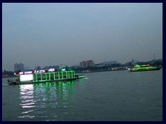 Colouoful ships of Pearl River seen from the restaurant